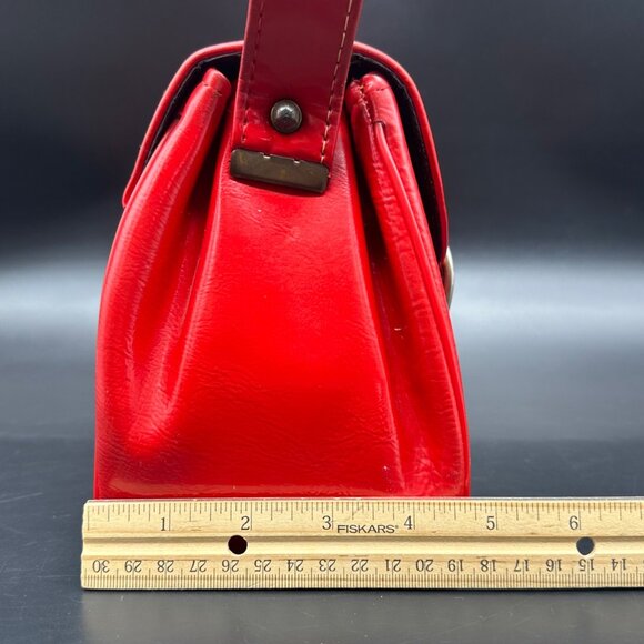 Vintage Purse 1950s Red Vinyl Handbag Mid Century Retro Fashion Accessory As Is - Picture 12 of 15